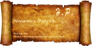 Hovanecz Patrik névjegykártya